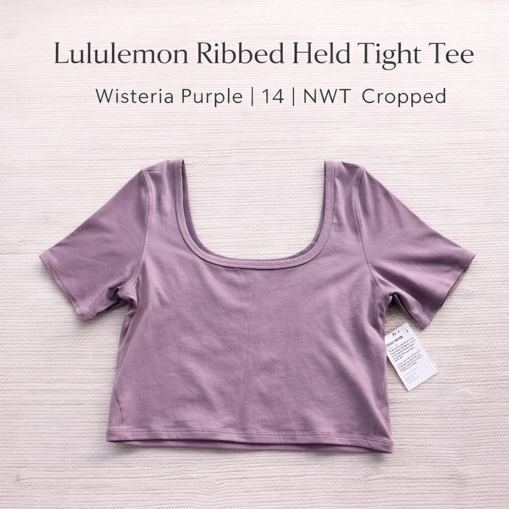 Lululemon Ribbed Held Tight Tee Wisteria Purple Size 14 NWT Cropped